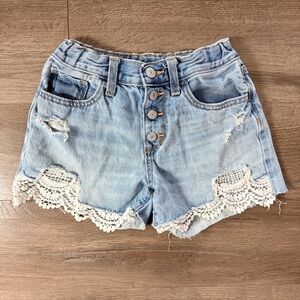 Old Navy Light Blue Denim Shorts with White Crochet Hem